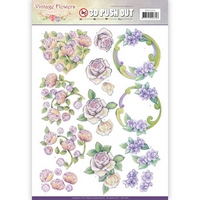 Jeanine's Art Vintage Flowers Push Outs - Romantic Purple Jeanine's Art Vintage Flowers Push Outs - Romantic Purple