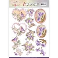 Jeanine's Art Vintage Flowers Push Outs - Pale Violet Jeanine's Art Vintage Flowers Push Outs - Pale Violet