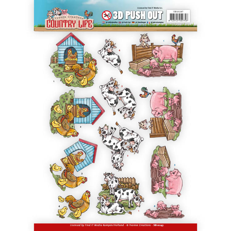 Yvonne Creations Country Life Push Outs - Farm Animals