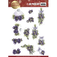 Precious Marieke Merry and Bright Christmas 3D Push Out - Bouquets in Purple