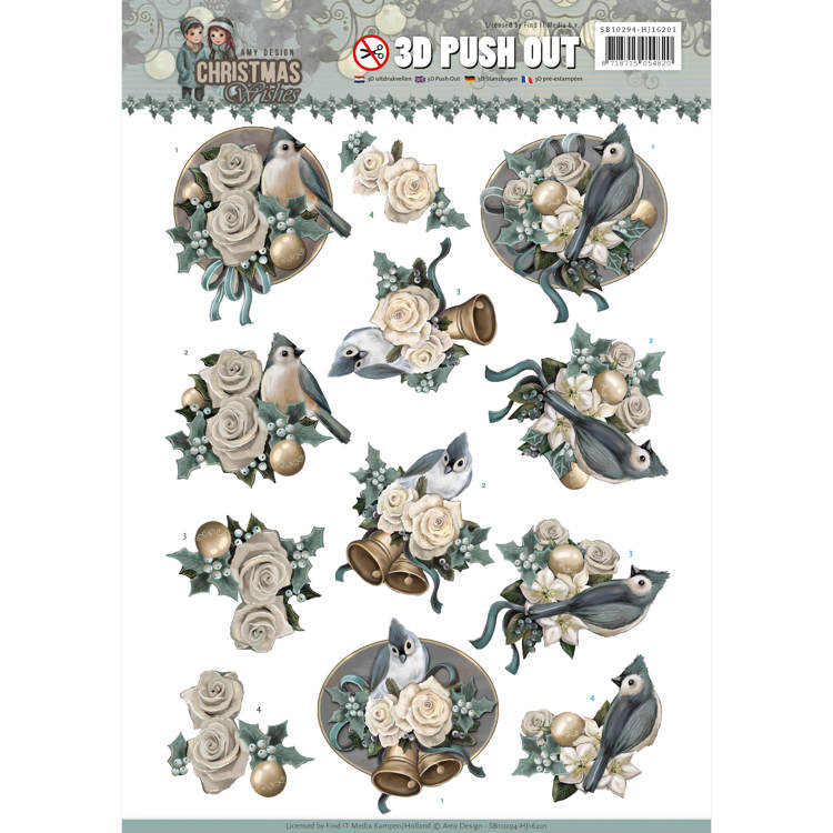 Amy Design Christmas Wishes 3D Pushout - Birds and Bells