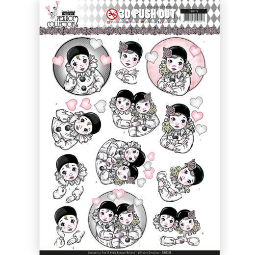 Yvonne Creations Pretty Pierrot 2 3D Pushout - Thinking of You