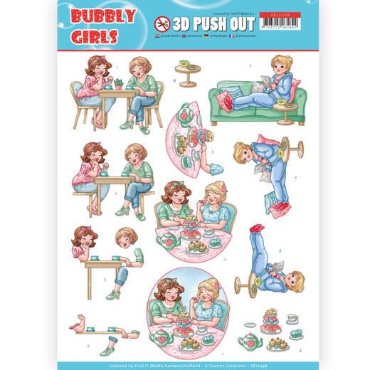 Yvonne Creations Bubbly Girls 3D Push Outs - Me Time