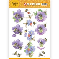 NEW Jeanines Art Buzzing Bees 3D Pushout - Purple Flowers NEW Jeanines Art Buzzing Bees 3D Pushout - Purple Flowers