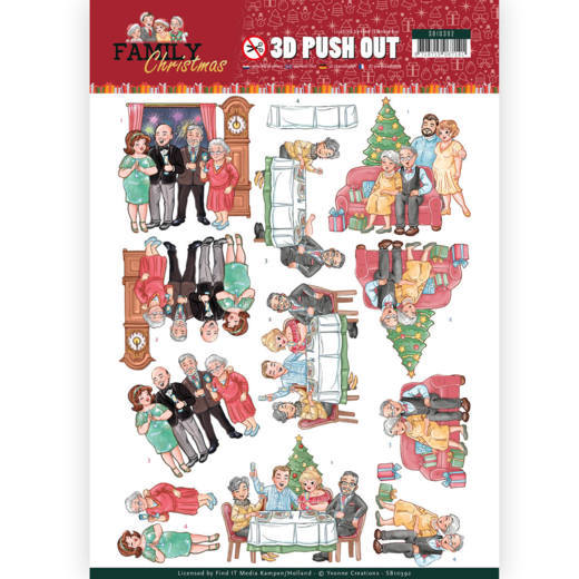 Yvonne Creations Family Christmas 3D Push Out - Happy Family
