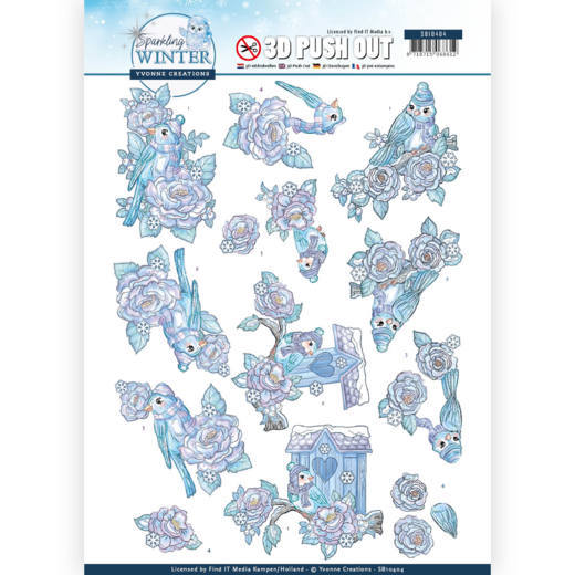 Yvonne Creations Sparkling Winter 3D Push Out - Winter Birds