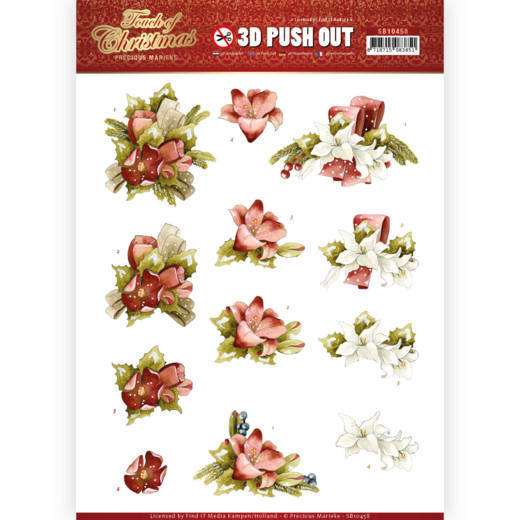 Precious Marieke Touch of Christmas 3D Push Out - Red Flowers