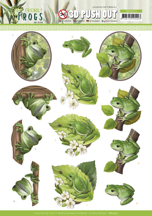 Amy Design Friendly Frogs 3D Push Out - Tree Frogs