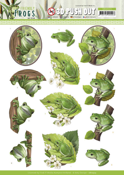 Amy Design Friendly Frogs 3D Push Out - Tree Frogs