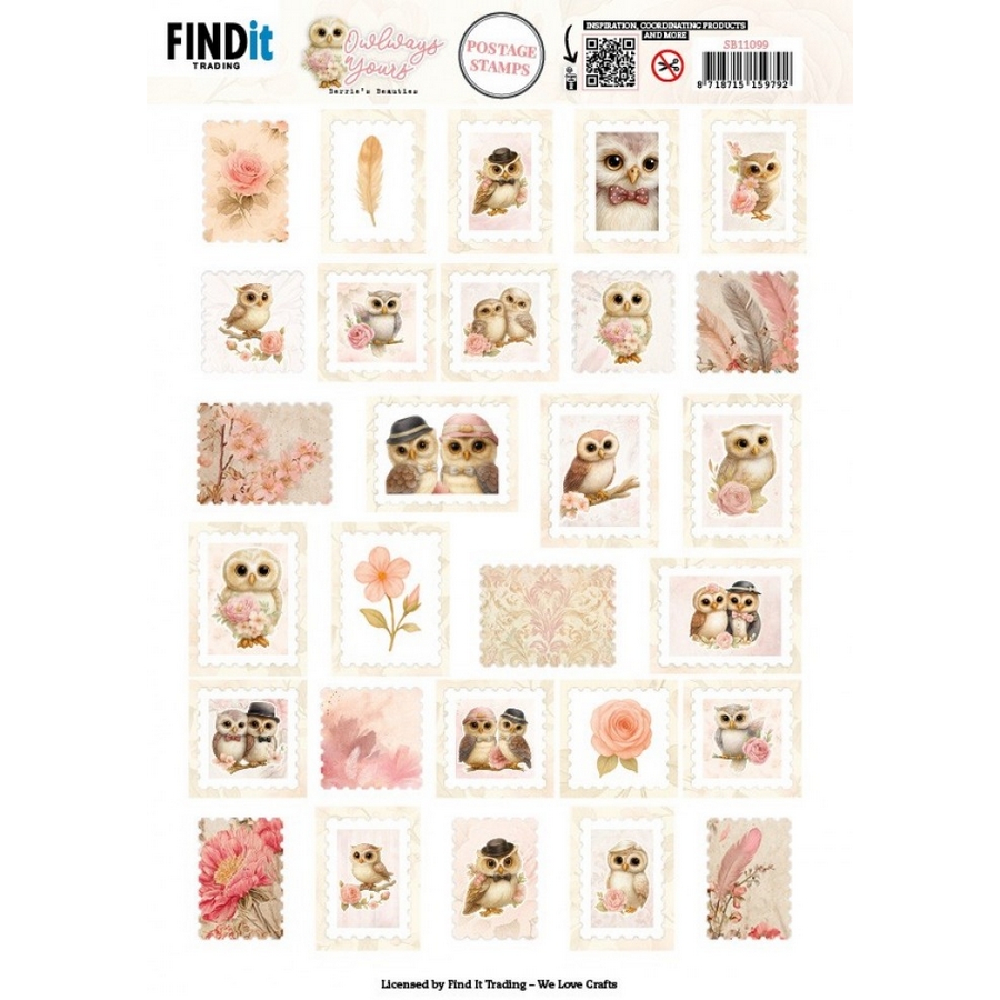 NEW Berries Beauties 3D Push Out Owlways Yours - Postage Stamps