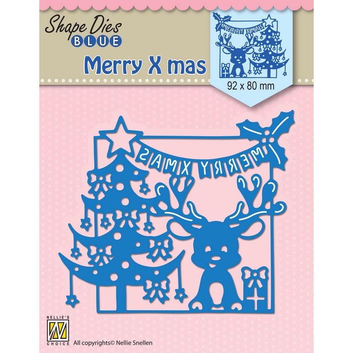 Nellie Snellen Shape Dies Blue - Merry Christmas Scene