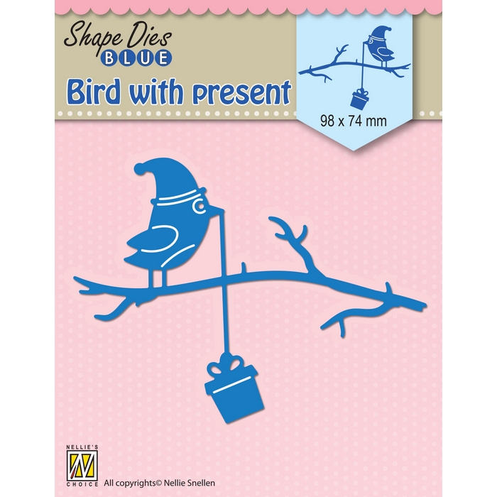 Nellie Snellen Shape Dies Blue - Bird with Present