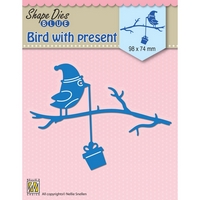 Nellie Snellen Shape Dies Blue - Bird with Present