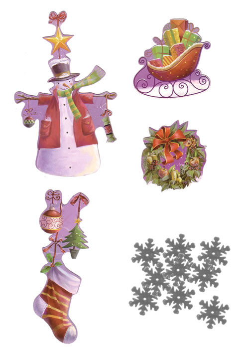 Half Price Christmas Die Cut Embellishments (24pcs, 10 snowflakes)