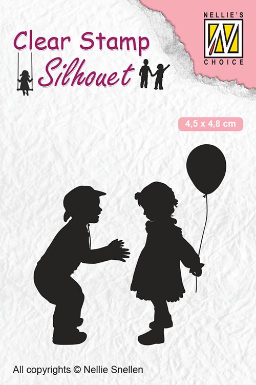 Nellie Snellen Clear Stamp Silhouette Child's Play - Children with Balloon