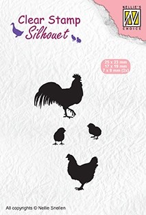 Nellie Snellen Clear Stamp Silhouette - Rooster,Hen & Chicks