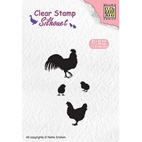 Nellie Snellen Clear Stamp Silhouette - Rooster,Hen & Chicks
