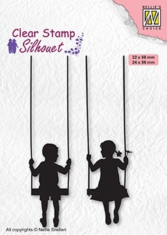 Nellie Snellen Clear Stamp Silhouette - Boy & Girl Swinging