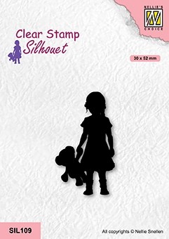 Nellie Snellen Clear Stamp Silhouette - Girl with Bear