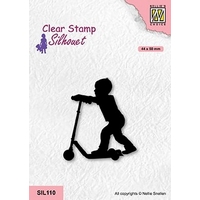 Nellie Snellen Clear Stamp Silhouette - Boy with Scooter