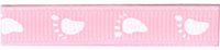 Baby Foot Print Design Ribbon - Pink/White 10mm x 20m Baby Foot Print Design Ribbon - Pink/White 10mm x 20m