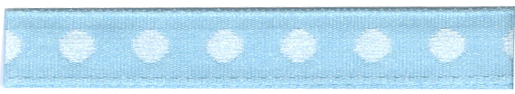 Polyester Taffeta with Embroidered Dots - Sky/White 10mm x 20m