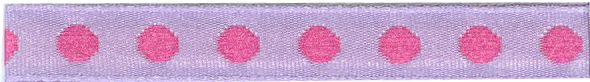 Polyester Taffeta with Embroidered Dots - Lilac/Cerise 10mm x 20m