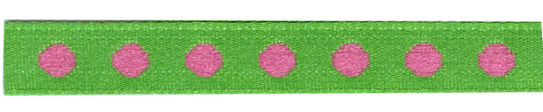 Polyester Taffeta with Embroidered Dots - Emerald/Cerise 10mm x 20m
