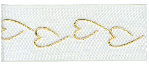 Open Sheer Hearts - Ivory/Gold 25mm x 20m