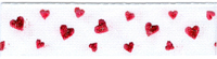 Polyester Taffeta Heart Ribbon - White/Red 15mm x 20m Polyester Taffeta Heart Ribbon - White/Red 15mm x 20m