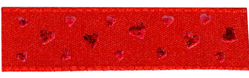 Polyester Taffeta Heart Ribbon - Red/Red 15mm x 20m
