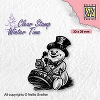 Nellie Snellen Clear Stamps Winter Time - Snowman with Drum
