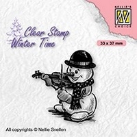 Nellie Snellen Clear Stamps Winter Time - Snowman with Violin