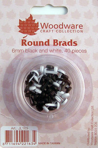 6mm Round Brads - Black and White 40pcs