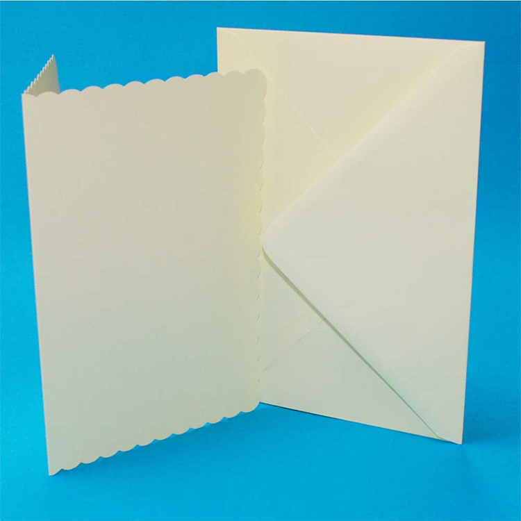 50 Cards and Envelope Packs - C6 Scalloped Ivory